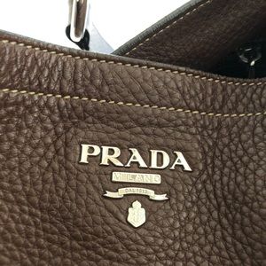 Prada pebbled leather handbag